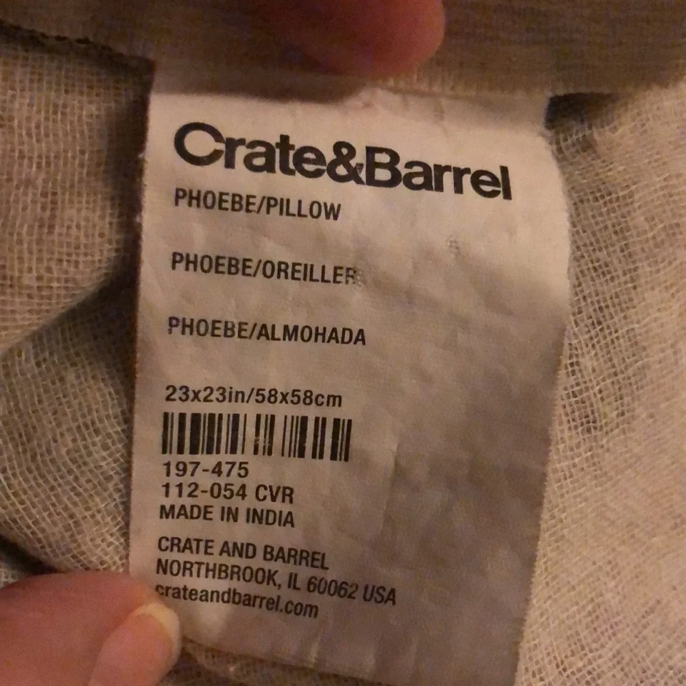 Crate & Barrel Square Printed Pillow Cover 23X23 Teal, Pumpkin Oatmeal Decorate